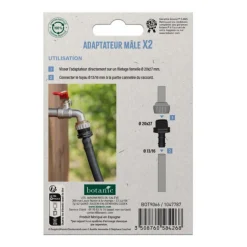 2 Branchements cannelés mâle 20 x 27 mm botanic® - Arrosage goutte à goutte