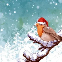 20 serviettes 3 plis Robin Snow - 33 x 33 cm