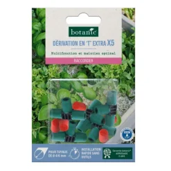 5 tés extra + 5 bouchons extra Ø 4/6 mm botanic® - Arrosage goutte à goutte
