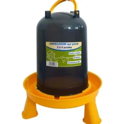 Abreuvoir à baïonnette gris et jaune sur pied de 5 L