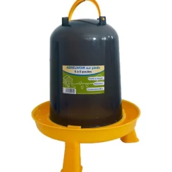 Abreuvoir à baïonnette gris et jaune sur pied de 8 L