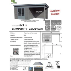 Abri de jardin composite Cannes 18,5 m²