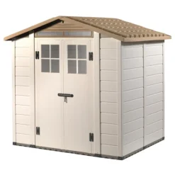 Abri de jardin en résine beige Foresta Evo - 230 x 262 x 220 cm