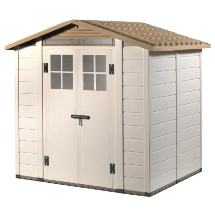 Abri de jardin en résine beige Foresta Evo - 230 x 262 x 220 cm