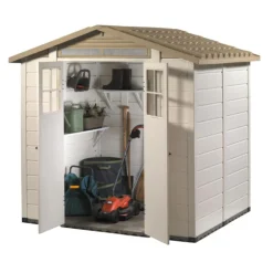 Abri de jardin en résine beige Foresta Evo - 230 x 262 x 220 cm