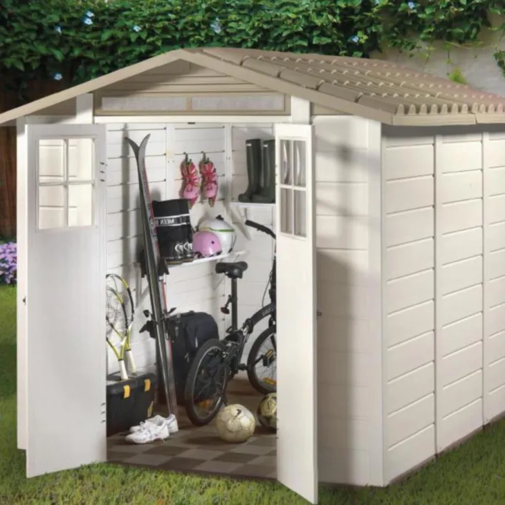 Abri de jardin en résine beige Foresta Evo - 230 x 262 x 220 cm