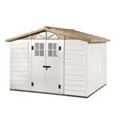 Abri de jardin en résine beige Foresta Evo - 261 x 309 x 225 cm