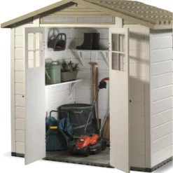 Abri de jardin en résine beige Foresta Evo - 181 x 220 x 216 cm