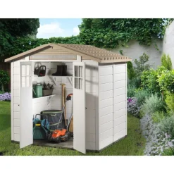 Abri de jardin en résine beige Foresta Evo - 181 x 220 x 216 cm