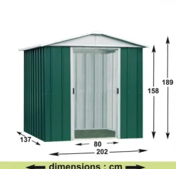 Abri de jardin métal sans plancher, vert sapin, TRIGANO JARDIN Yardmaster, 2.77 m²