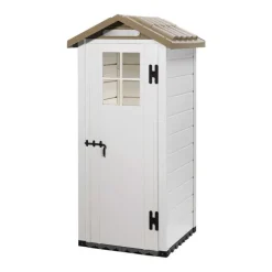 Abri de jardin mural en résine beige Foresta Evo - 96,5 x 96,5 x 203 cm