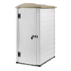 Abri de jardin mural latéral réversible en résine beige Foresta Evo - 88 x 132 x 195 cm