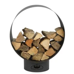 Abri de stockage pour bois coloris noir en acier - 58,2 x 38 x 72 cm