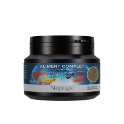 Aliment complet (granulés) pour guppy platy molly Neptus - 100 ml