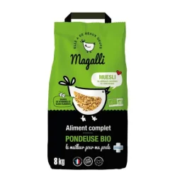Aliment pour poule pondeuse bio Magalli en sac de granulés émiettés - 8 kg