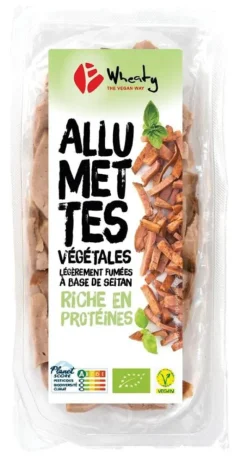 Allumettes végétales légèrement fumées bio Wheaty – 100 g