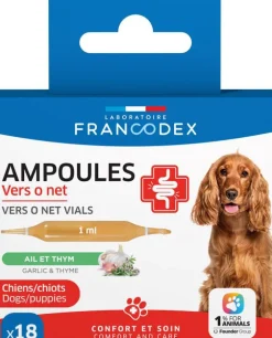 Ampoules confort intestinal pour chien et chiot ail et thym Francodex Vers O Net - x 18 de 1 ml