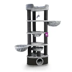 Arbre à chat avec panier et griffoir coloris beige Catharina Petrebels - 200 cm