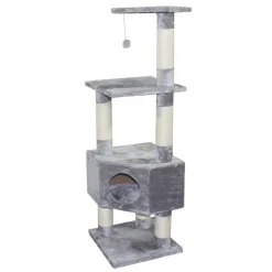 Arbre à chat avec panier et griffoir coloris gris Eco Loonaa classic - 135 cm