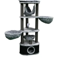Arbre à chat avec panier et griffoir coloris gris Catharina Petrebels - 160 cm