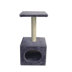 Arbre à chat avec panier et griffoir coloris gris Abey classic - 60 cm