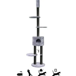 Arbre à chat coloris gris Anna 240 Petrebels - 40 x 40 x 230 - 265 cm