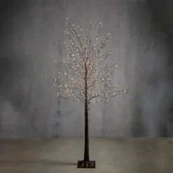 Arbre brun lumineux à 576 micro LED blanc chaud - Ø 60 x H 180 cm