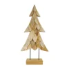 Arbre de Noël en bois de teck naturel sur pied - 38 x 14 x 78 cm