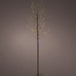 Arbre de Noël lumineux coloris noir micro LED blanc orangé fixe extérieur – H 1,50 m