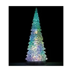 Arbre lumineux en cristal 4 couleurs variables pour village de Noël Lemax – Ø 11,4 x 28,6 cm