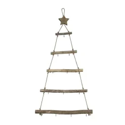 Arbre mural à suspendre en bois naturel avec crochets - 58 x 4 x 118 cm