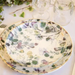 Assiette à dessert Flora motif feuillage multicolore Ø 21,5 cm