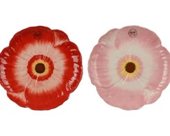 Assiette à dessert forme coquelicot en dolomite colorée - Ø 22 x H 2 cm