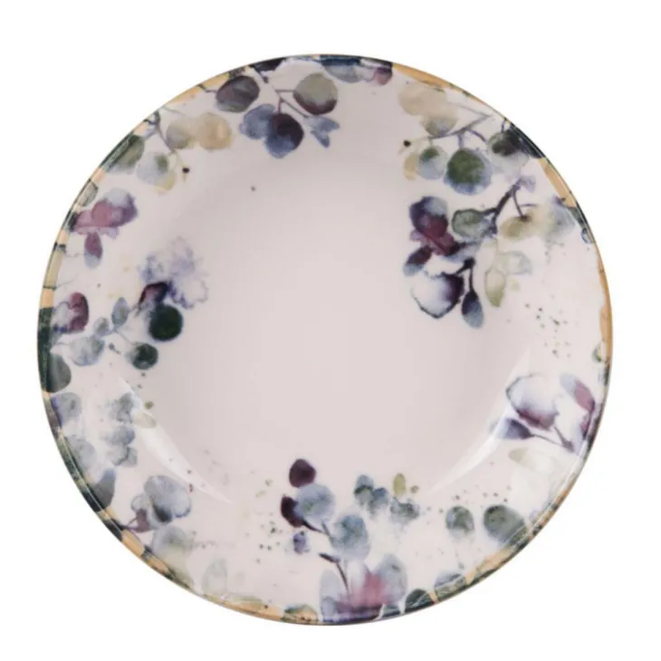 Assiette à pâtes coloris blanc en grès Garden flora - Ø 22 cm