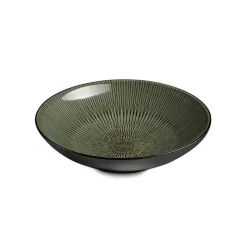 Assiette à salade et pâtes en grès Hypnose coloris vert et noir - Ø 19 cm