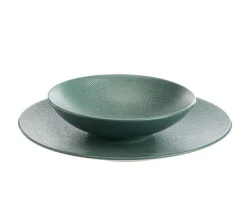 Assiette calotte Vesuvio coloris bleu en grès - Ø 19 cm