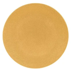 Assiette de présentation coloris jaune en grès aspect martelé Vésuvio - Ø 31 cm