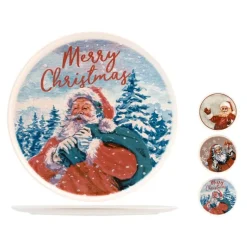 Assiette de présentation en faïence et en grès coloris multicolore Xmas – Ø 32 cm (produit vendu à l'unité, livré aléatoirement parmi trois modèles)