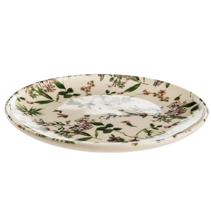 Assiette plate Champêtre coloris vert en grès - Ø 27 cm