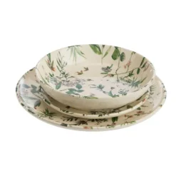 Assiette plate Champêtre coloris vert en grès - Ø 27 cm