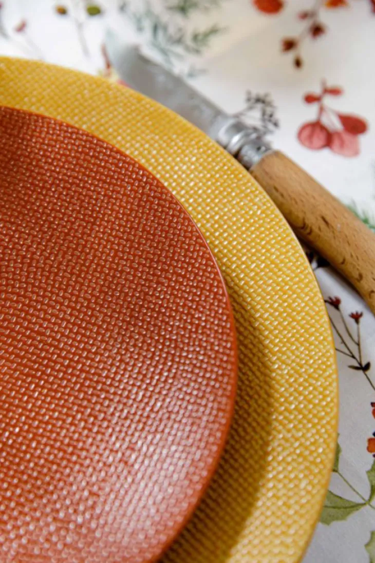 Assiette plate coloris jaune en grès Vésuvio - Ø 27 cm