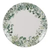 Assiette plate coloris vert en céramique motifs feuillages Natura - Ø 27,5 cm