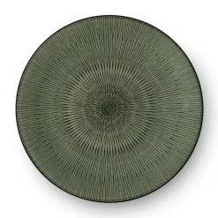 Assiette plate en grès Hypnose coloris vert et noir - Ø 27 cm