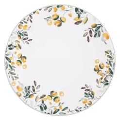 Assiette plate en grès multicolore motifs citrons Summer - Ø 27 cm