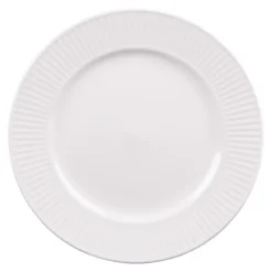 Assiette plate en porcelaine blanche et contour strié Lina - Ø 27 cm