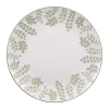 Assiette plate en porcelaine blanche avec motifs printaniers verts Episia - Ø 27 cm