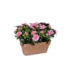 Azalea rose clair artificielle en jardinière Terra 27x13x33 cm