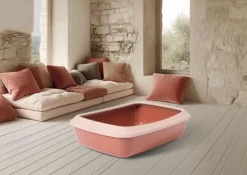 Bac à litière avec rebord pour chat coloris champagne Savic Iriz - 42 x 31 x 12,5 cm