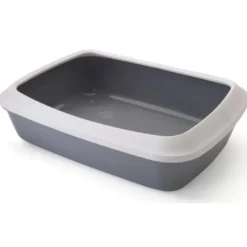Bac à litière Iriz avec rebords coloris gris - 50x37x14 cm