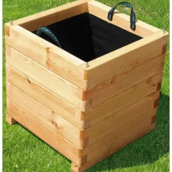 Bac Renata carré en mélèze huilé 70 x 70 x 70 cm